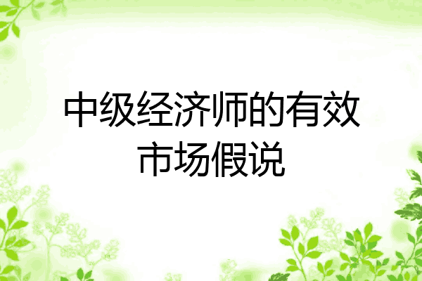 中级经济师的有效市场假说