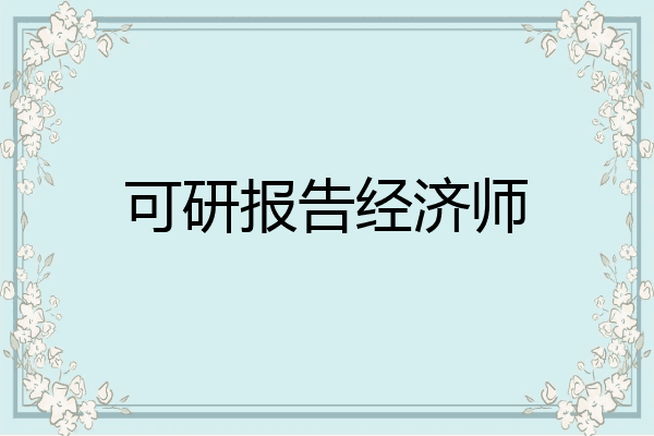 可研报告经济师