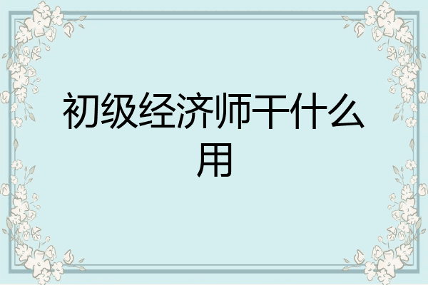 初级经济师干什么用