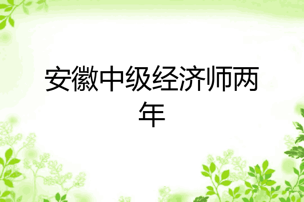 安徽中级经济师两年