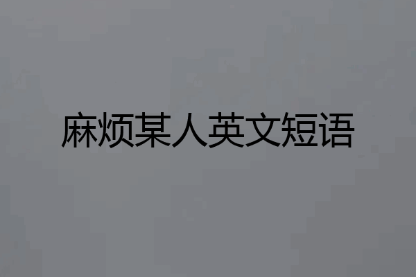 麻烦某人英文短语