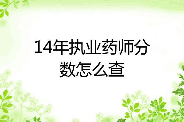 14年执业药师分数怎么查