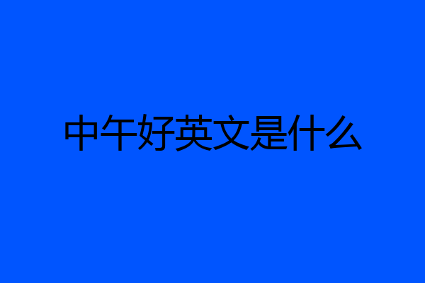 中午好英文是什么