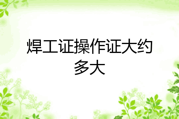 焊工证操作证大约多大
