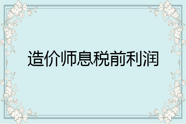 造价师息税前利润
