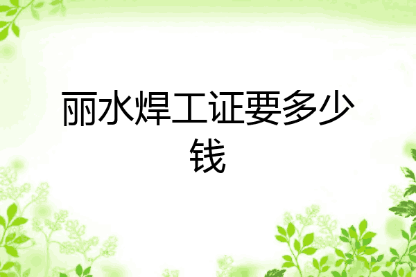 丽水焊工证要多少钱
