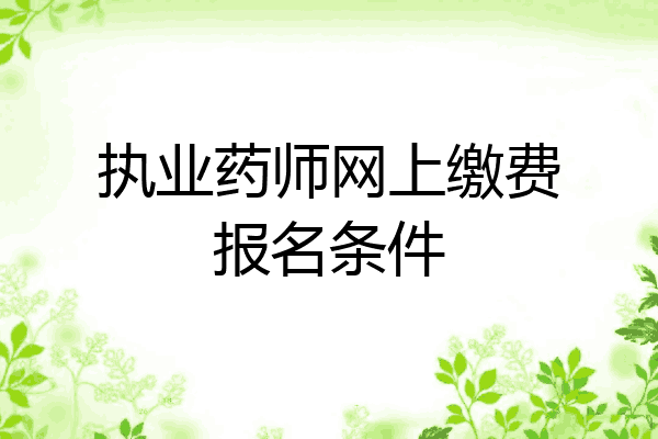 执业药师网上缴费报名条件