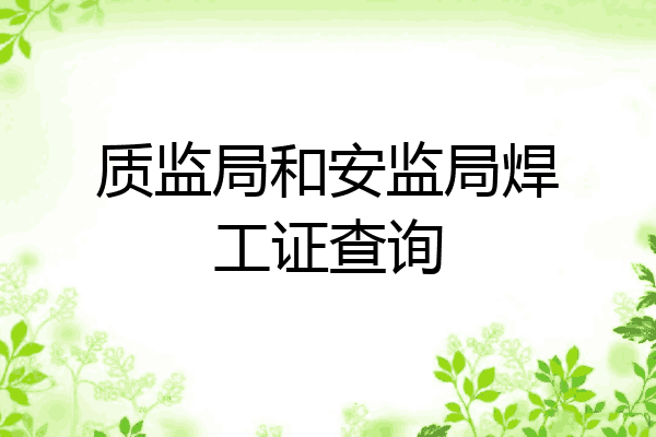 质监局和安监局焊工证查询