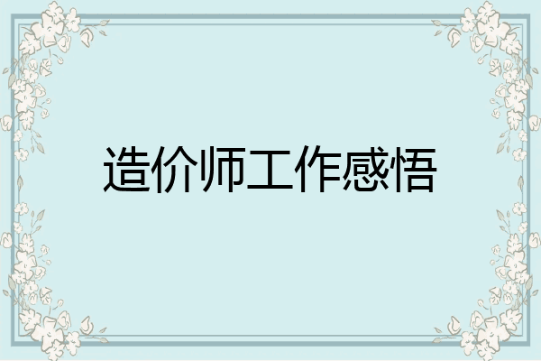 造价师工作感悟