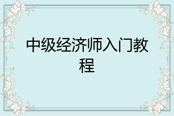 中级经济师入门教程