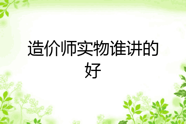 造价师实物谁讲的好