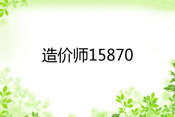 造价师15870
