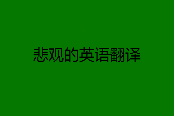 悲观的英语翻译