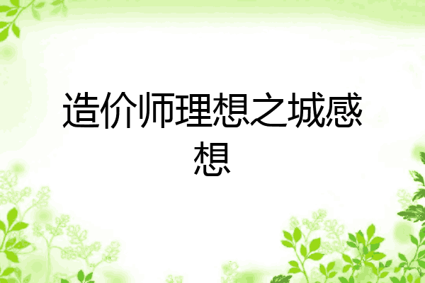 造价师理想之城感想