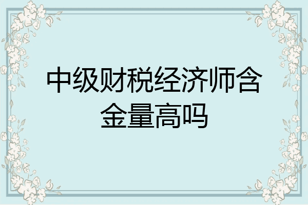 中级财税经济师含金量高吗