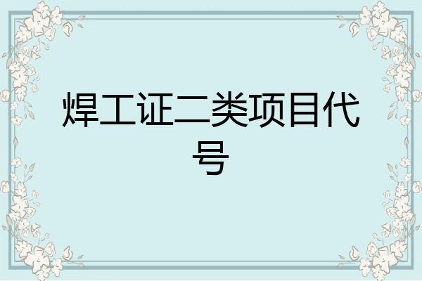 焊工证二类项目代号