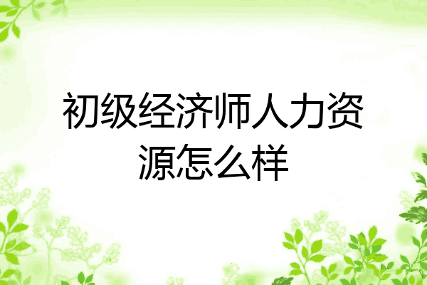 初级经济师人力资源怎么样