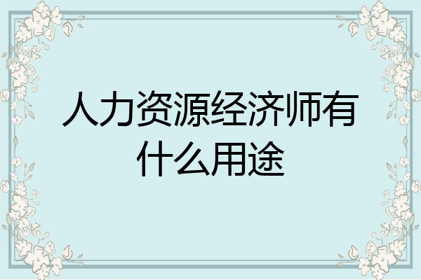 人力资源经济师有什么用途