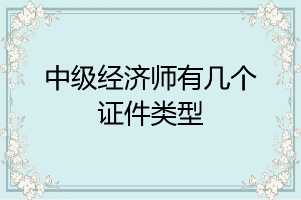 中级经济师有几个证件类型