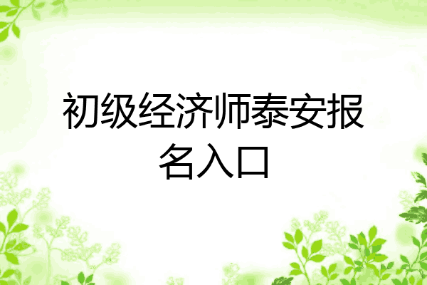初级经济师泰安报名入口