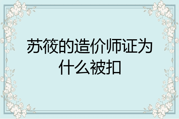 苏筱的造价师证为什么被扣