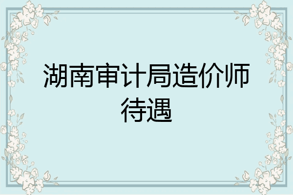 湖南审计局造价师待遇