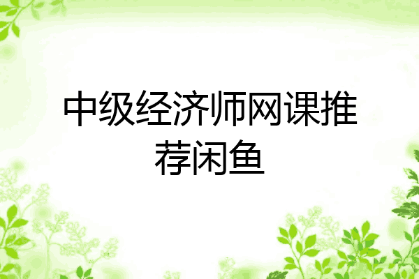 中级经济师网课推荐闲鱼