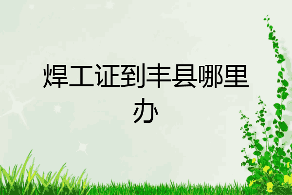 焊工证到丰县哪里办