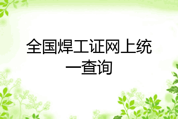 全国焊工证网上统一查询