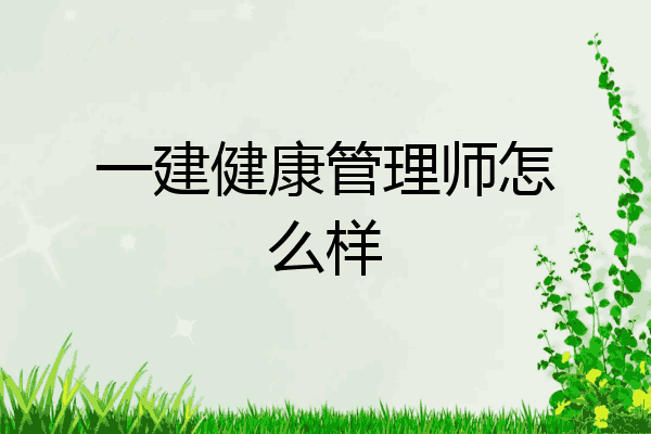 一建健康管理师怎么样