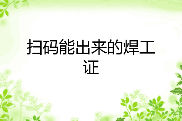 扫码能出来的焊工证