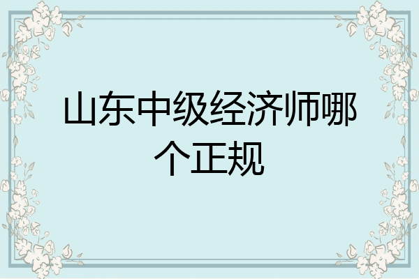 山东中级经济师哪个正规