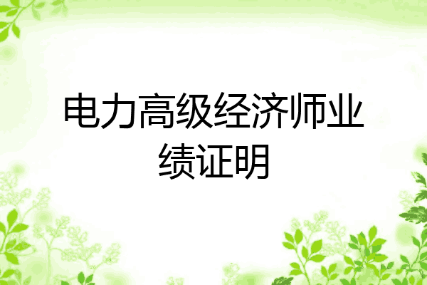 电力高级经济师业绩证明