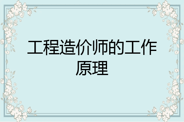 工程造价师的工作原理
