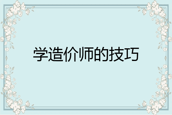 学造价师的技巧