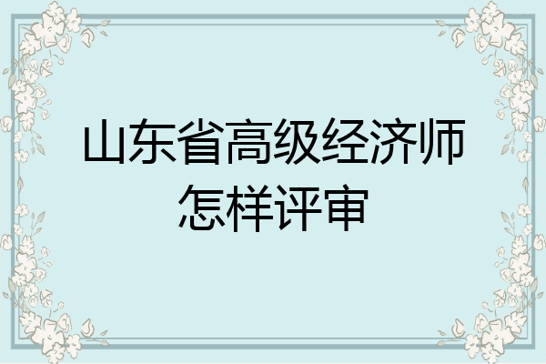山东省高级经济师怎样评审