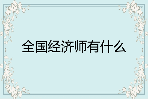 全国经济师有什么