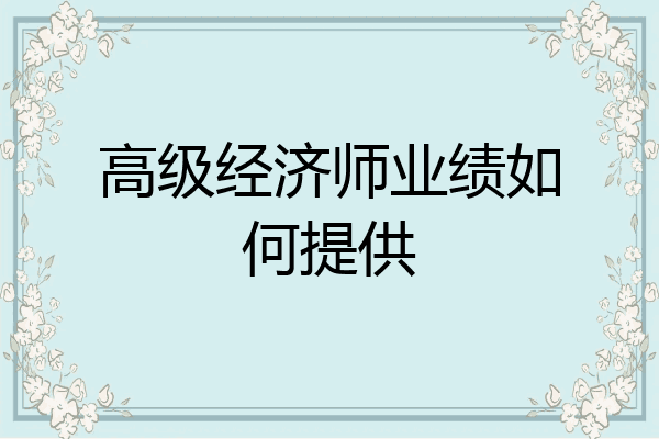 高级经济师业绩如何提供