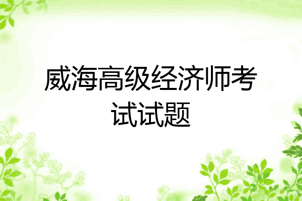 威海高级经济师考试试题