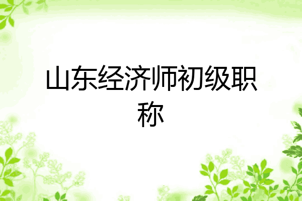 山东经济师初级职称