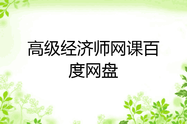 高级经济师网课百度网盘