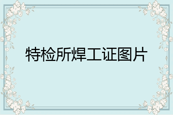 特检所焊工证图片