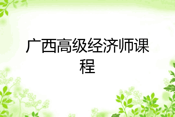 广西高级经济师课程