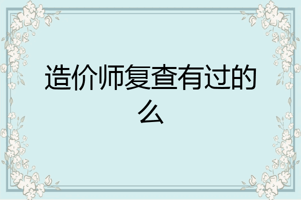 造价师复查有过的么