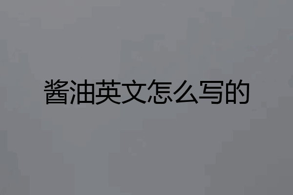 酱油英文怎么写的