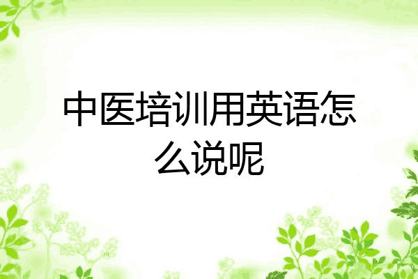 中医培训用英语怎么说呢