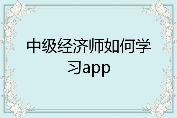 中级经济师如何学习app