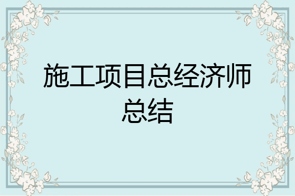 施工项目总经济师总结