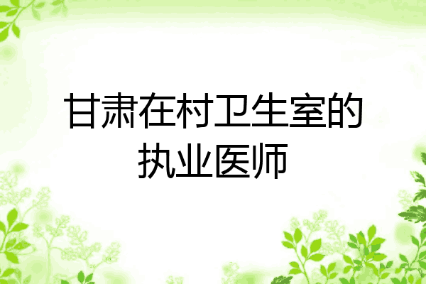 甘肃在村卫生室的执业医师