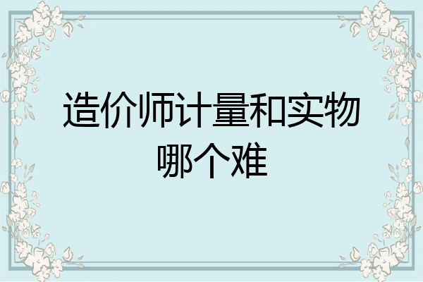 造价师计量和实物哪个难